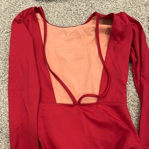 Capezio- Red Long Sleeve Bodysuit